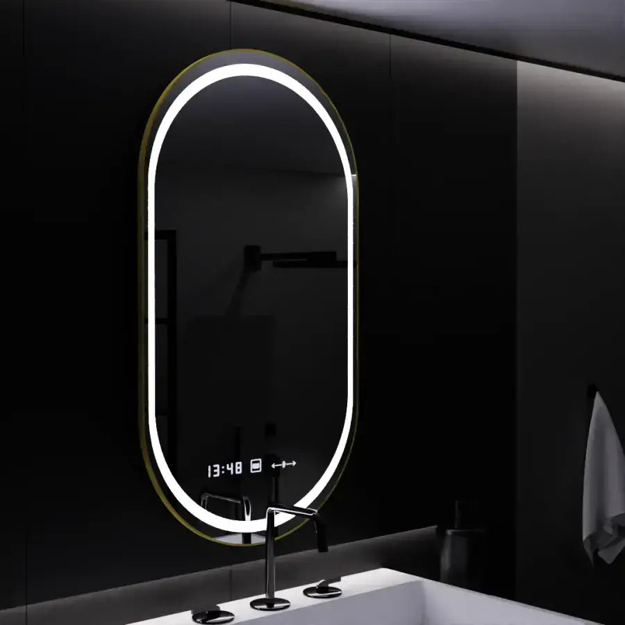 Owalne lustro LED, 50x80 cm, czujnik Roven Marcello MotionGlow, system odmgławiania, zegar i termometr, przyciemniane lustra Marcello Domyślny tytuł Alessandro Design