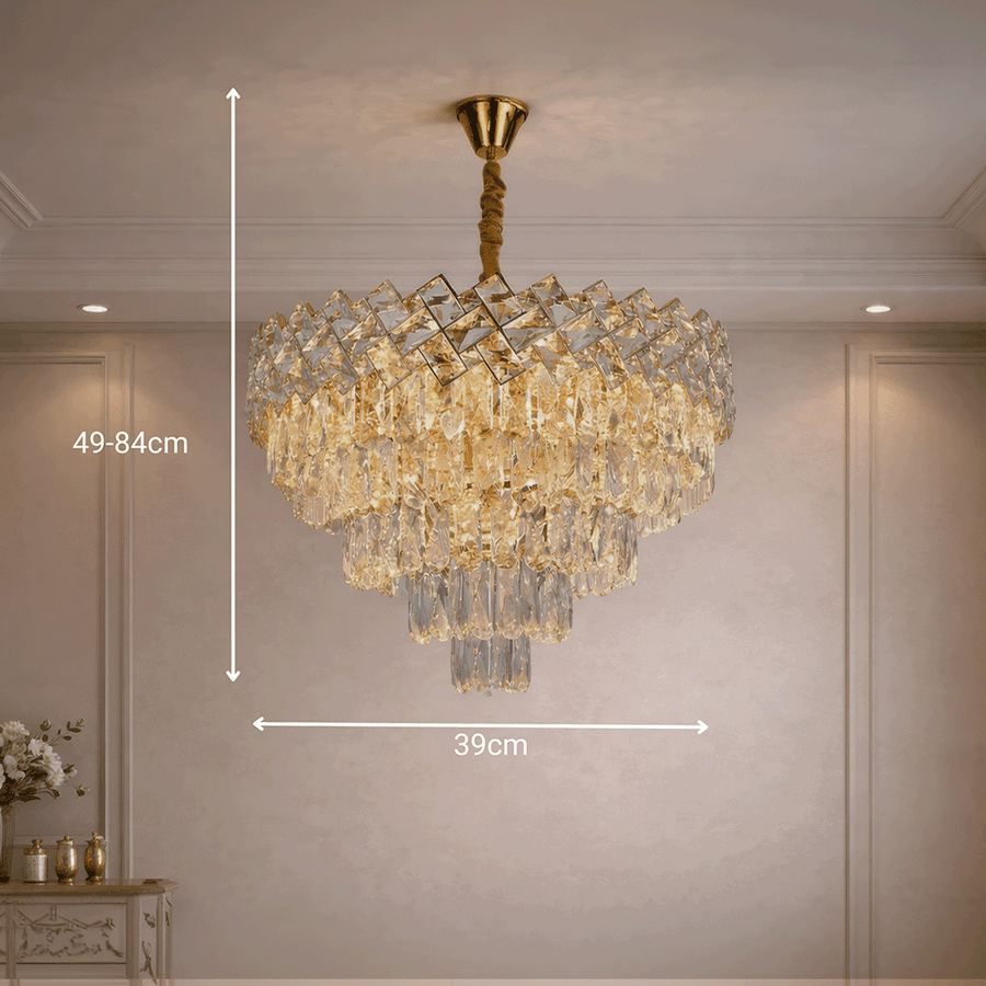 Żyrandol kryształowy WINDSOR Elegance 8x E14, średnica 39cm, błyszczące złoto, regulowana wysokość, metalowe i kryształowe żyrandole kryształowe Domyślny tytuł Alessandro Design