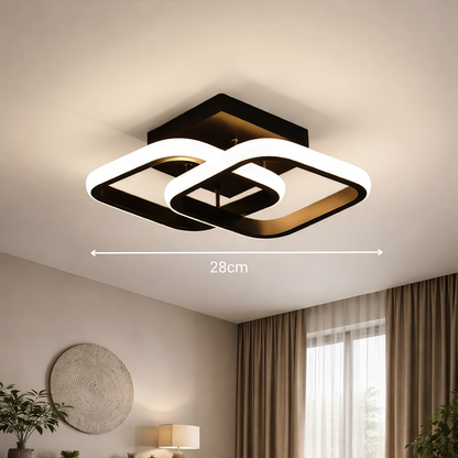 Żyrandol LED VERTEX Matrix nakładające się diamenty, metalowe ramki, 24W, 2 diamenty, światło zimne/ciepłe/neutralne 3000K/4000K/6000K, czarny, metalowy i silikonowy żyrandol LED domyślny tytuł Alessandro Design
