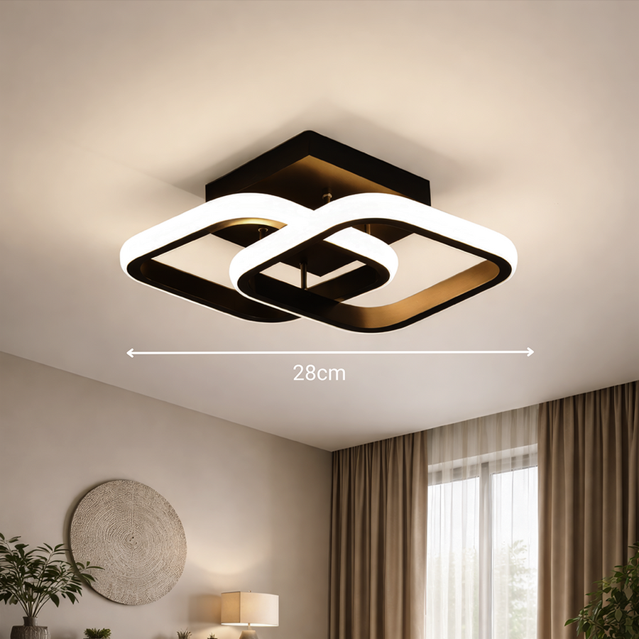 Żyrandol LED VERTEX Matrix nakładające się diamenty, metalowe ramki, 24W, 2 diamenty, światło zimne/ciepłe/neutralne 3000K/4000K/6000K, czarny, metalowy i silikonowy żyrandol LED domyślny tytuł Alessandro Design