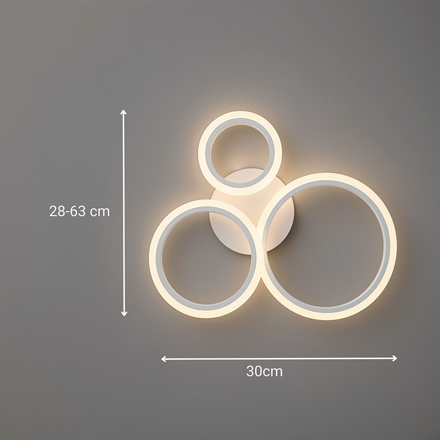 Żyrandol LED z pilotem BETTY 40W, 3 koła, światło zimne/ciepłe/neutralne, możliwość przyciemniania, białe, metalowe i akrylowe Żyrandole LED z pilotem Domyślny tytuł Alessandro Design