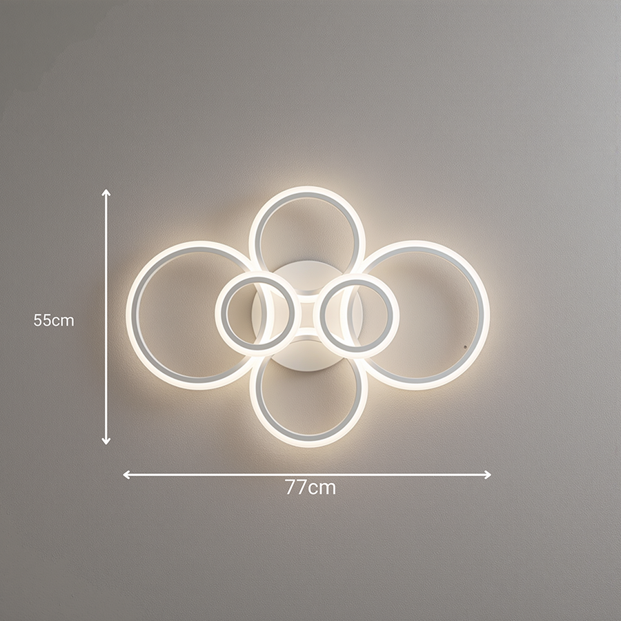 Żyrandol LED z pilotem BETTY 82W, 6 kółek, światło zimne/ciepłe/neutralne, możliwość przyciemniania, biały Żyrandol LED z pilotem Domyślny tytuł Alessandro Design