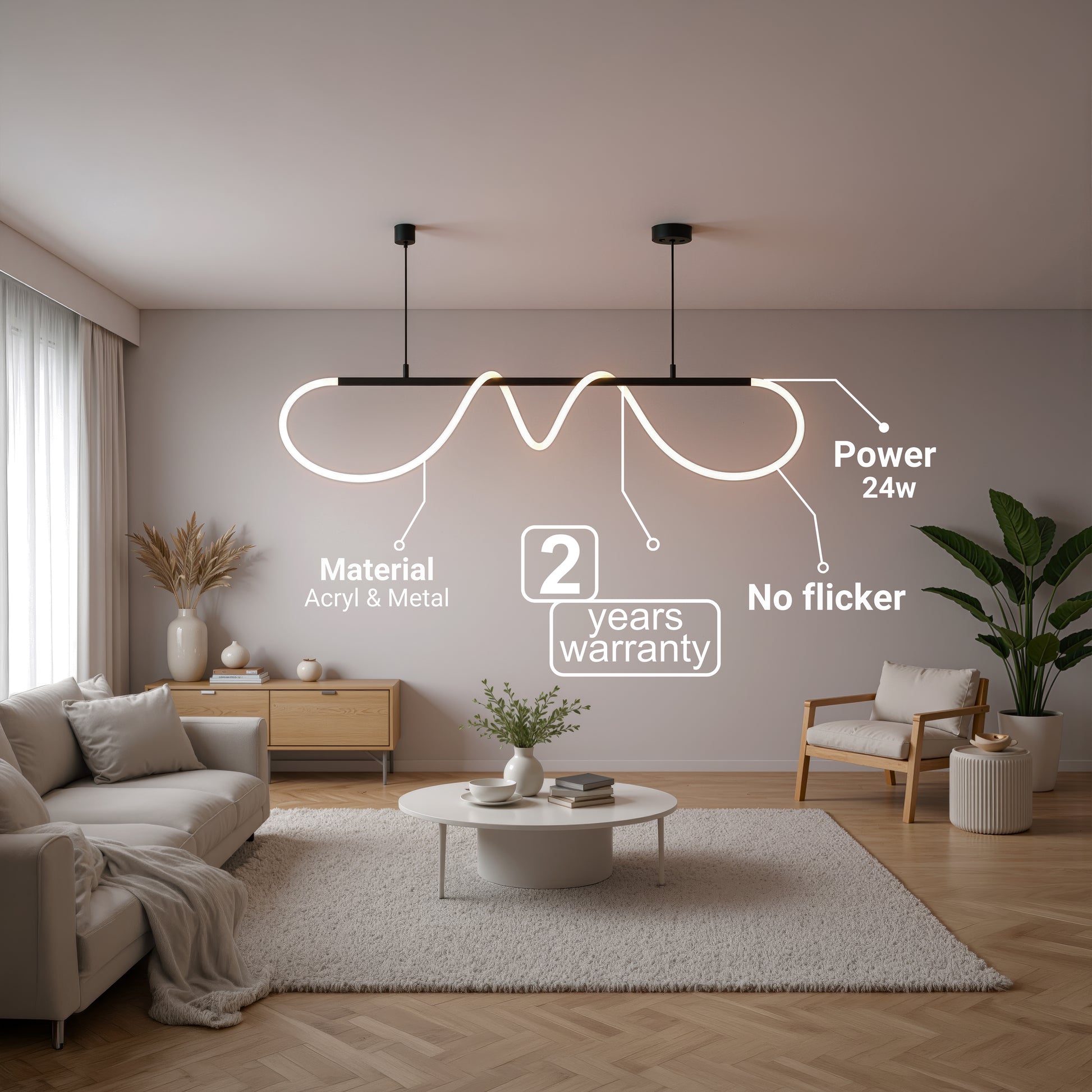Żyrandol LED DIVINO z elastyczną rurką silikonową – 24 W, regulowane światło, matowe czarne nowoczesne żyrandole Domyślny tytuł Alessandro Design