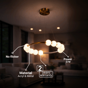 Lampa wisząca LED Akrylowa Nova 57W z pilotem, możliwość przyciemniania, 3000K/4000K/6000K, złote, metalowe i akrylowe żyrandole LED z pilotem Domyślny tytuł Alessandro Design