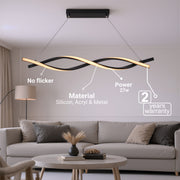 Zawieszany żyrandol LED z pilotem, FLUX, 27W, 116cm, światło zimne/ciepłe/neutralne 3000K/4000K/6000K, możliwość przyciemniania, czarny, regulowana wysokość, metalowe i silikonowe nowoczesne żyrandole Domyślny tytuł Alessandro Design