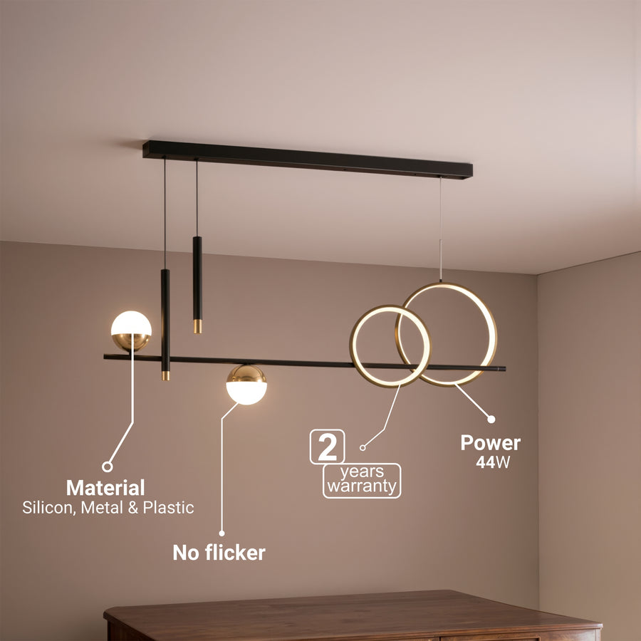 Zawieszany żyrandol LED z pilotem DAMARA 44W, światło zimne/ciepłe/neutralne, możliwość przyciemniania, czarny, żyrandole LED z regulacją wysokości z pilotem Domyślny tytuł Alessandro Design
