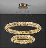Żyrandol LED z pilotem, LLC132/300GD, kryształ i metal, 37W, 2 koła, możliwość przyciemniania, 3000K/4000K/6000K, luksusowe oświetlenie Żyrandole LED z pilotem Domyślny tytuł Alessandro Design