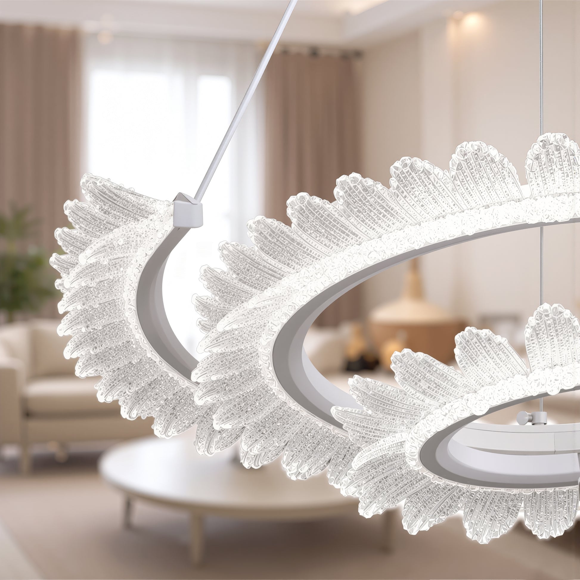 Lustra LED cu Telecomanda LT188WH, Cristal si Metal, 40W, Dimabila, Inaltime Reglabila, Lumina Rece/Calda/Neutra, Iluminat Luxos Lustre LED cu Telecomanda Default Title Alessandro Design