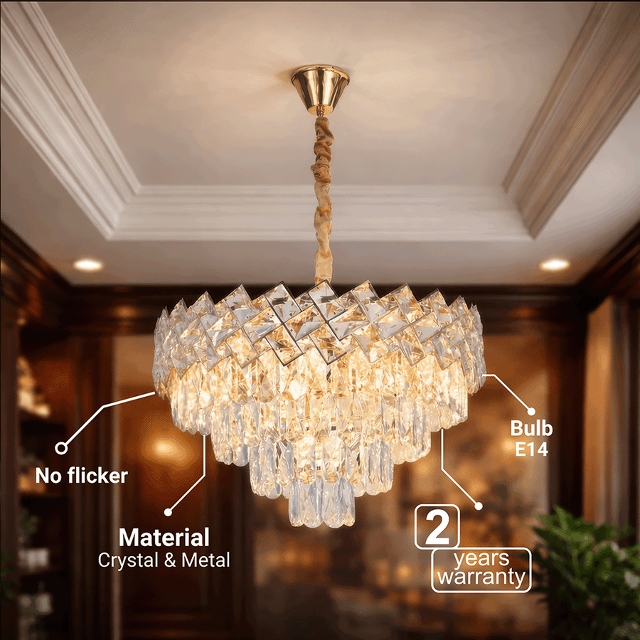 Żyrandol kryształowy WINDSOR Elegance 8x E14, średnica 39cm, błyszczące złoto, regulowana wysokość, metalowe i kryształowe żyrandole kryształowe Domyślny tytuł Alessandro Design