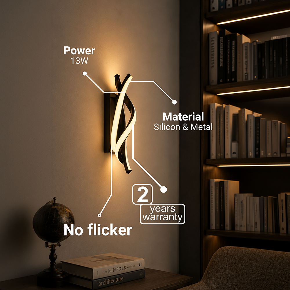 Kinkiet LED Reid 13W, światło zimne/ciepłe/neutralne, czarny Kinkiety wewnętrzne Tytuł domyślny Alessandro Design