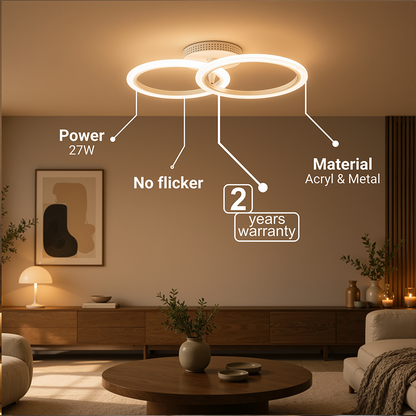 Żyrandol LED z pilotem BETTY 27W, 2 koła, światło zimne/ciepłe/neutralne, możliwość przyciemniania, biały żyrandol LED z pilotem Domyślny tytuł Alessandro Design