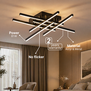 Żyrandol LED z pilotem LINEX, 81W, 6 elementów, liniowy, światło zimne/ciepłe/neutralne, możliwość przyciemniania, czarne Żyrandole LED z pilotem Domyślny tytuł Alessandro Design