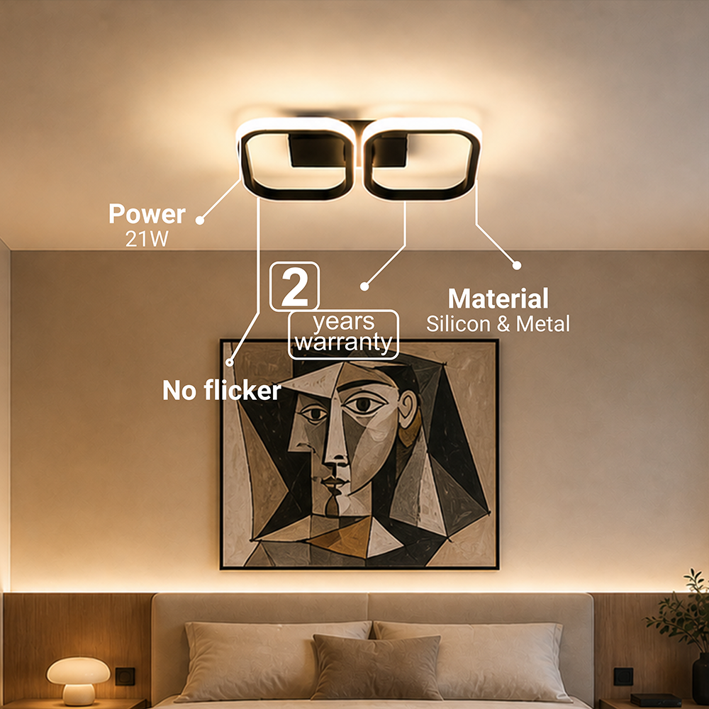 Żyrandol LED VERTEX 21W, 2 kwadraty, liniowy, światło zimne/ciepłe/neutralne, czarne żyrandole LED Domyślny tytuł Alessandro Design