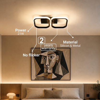 Żyrandol LED VERTEX 21W, 2 kwadraty, liniowy, światło zimne/ciepłe/neutralne, czarne żyrandole LED Domyślny tytuł Alessandro Design