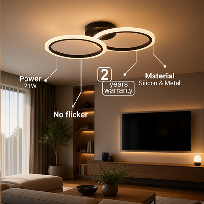 Żyrandol LED z pilotem BETTY 27W, 2 koła, światło zimne/ciepłe/neutralne, możliwość przyciemniania, czarne żyrandole LED z pilotem Domyślny tytuł Alessandro Design