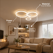 Żyrandol LED z pilotem BETTY 40W, 3 koła, światło zimne/ciepłe/neutralne, możliwość przyciemniania, białe, metalowe i akrylowe Żyrandole LED z pilotem Domyślny tytuł Alessandro Design