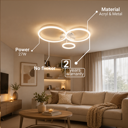 Żyrandol LED z pilotem BETTY 40W, 3 koła, światło zimne/ciepłe/neutralne, możliwość przyciemniania, białe, metalowe i akrylowe Żyrandole LED z pilotem Domyślny tytuł Alessandro Design