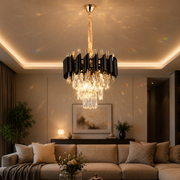 Żyrandol kryształowy VERSAILLES Petito 3xE14, średnica 30cm, błyszczące złoto i czerń, regulowana wysokość Żyrandol kryształowy Domyślny tytuł Alessandro Design