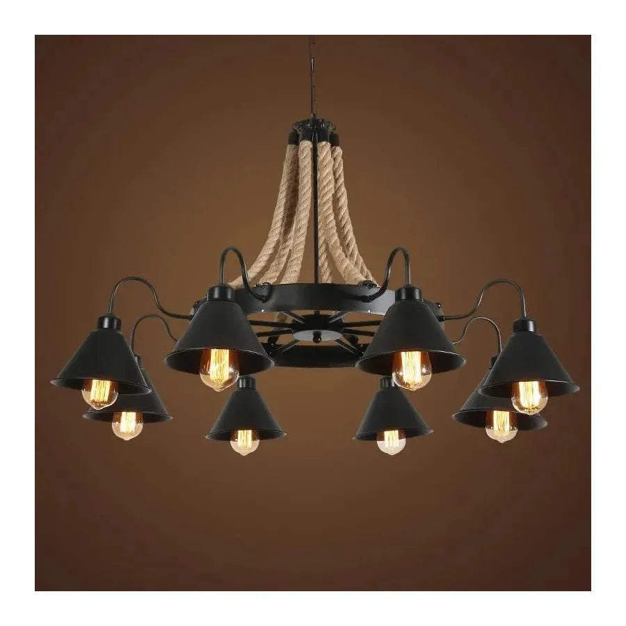 Żyrandol Indiana, 8xE27, metal i lina, brązowe żyrandole w stylu vintage Domyślny tytuł Alessandro Design