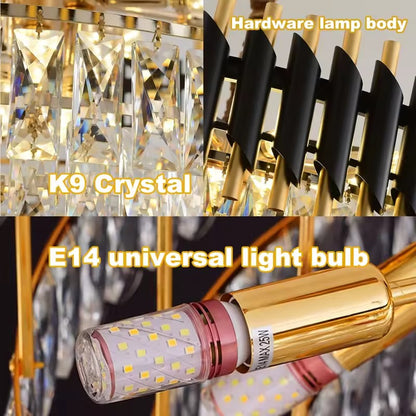 Żyrandol kryształowy VERSAILLES Eleganza 8x E14, 48 cm, błyszczące złoto i czerń, regulowana wysokość Żyrandole kryształowe Domyślny tytuł Alessandro Design