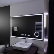 Prostokątne lustro LED, 120x80 cm, Souverain MotionGlow Marcello, system usuwania zamglenia, zegar i termometr, lupa kosmetyczna, przyciemniane lustra Marcello Domyślny tytuł Alessandro Design