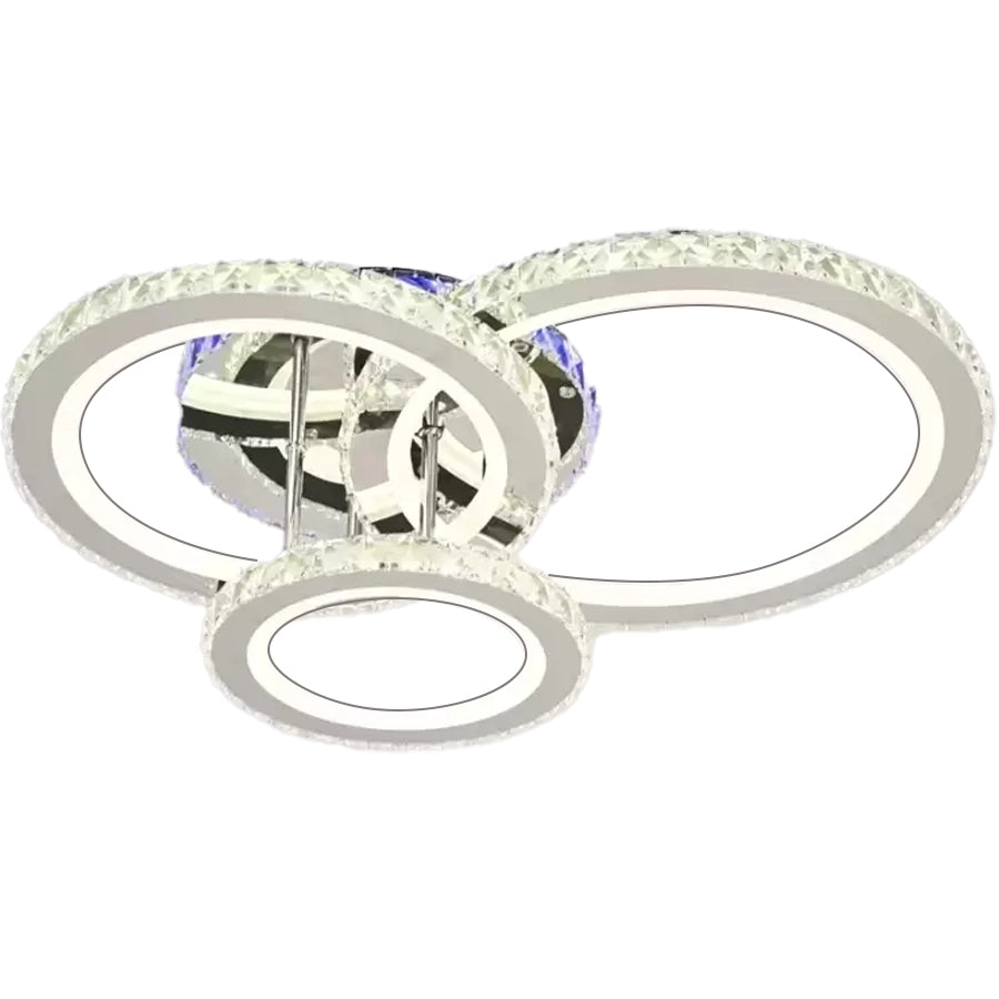 Żyrandol LED z pilotem i kryształem NOVA ROTONDA RGB 73W, 3 koła, światło zimne/ciepłe/neutralne, możliwość przyciemniania, błyszczące chromowane żyrandole i kryształy LED Domyślny tytuł Alessandro Design