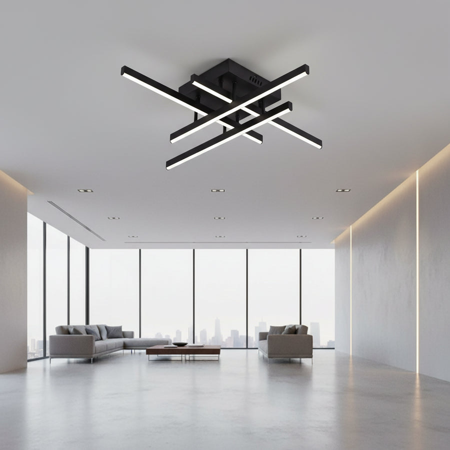 Żyrandol LED z pilotem LINEX, 52W, 4 elementy, liniowy, światło zimne/ciepłe/neutralne, możliwość przyciemniania, czarne Żyrandole LED z pilotem Domyślny tytuł Alessandro Design