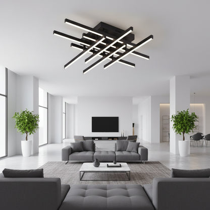 Żyrandol LED z pilotem LINEX, 108 W, 8 elementów, światło zimne/ciepłe/neutralne, możliwość przyciemniania, czarne Żyrandole LED z pilotem Domyślny tytuł Alessandro Design