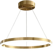 Zawieszany żyrandol LED, ANINA, 34W, 1 okrąg, średnica 50cm, światło zimne/ciepłe/neutralne 3000K/4000K/6000K, możliwość przyciemniania, błyszcząca złota biel, regulowana wysokość, metalowe i akrylowe żyrandole LED z pilotem Domyślny tytuł Alessandro Design