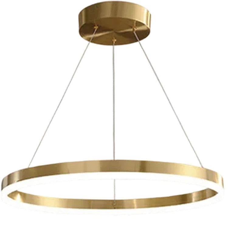 Zawieszany żyrandol LED, ANINA, 34W, 1 okrąg, średnica 50cm, światło zimne/ciepłe/neutralne 3000K/4000K/6000K, możliwość przyciemniania, błyszcząca złota biel, regulowana wysokość, metalowe i akrylowe żyrandole LED z pilotem Domyślny tytuł Alessandro Design