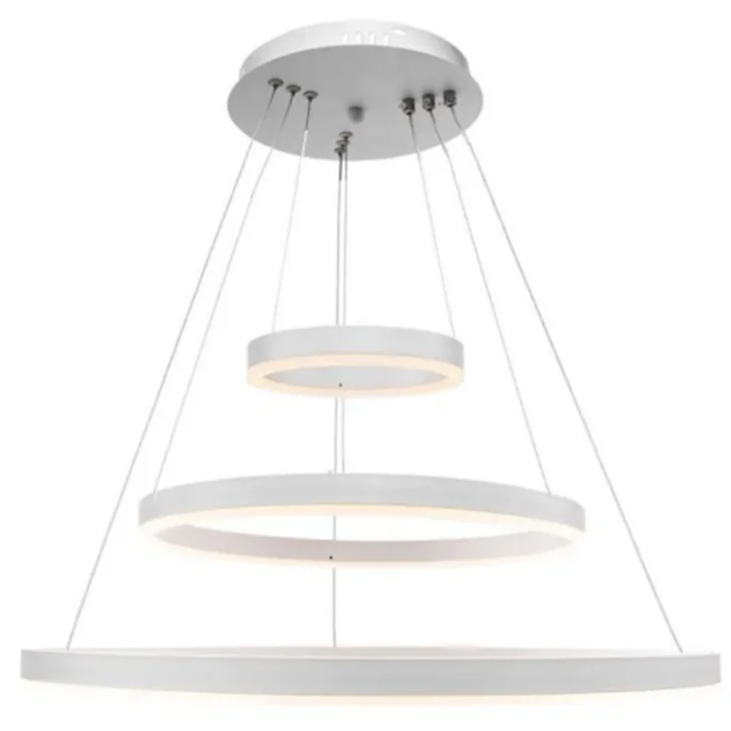 Zawieszany żyrandol LED z pilotem SERENA 85W, 60cm, 3 koła, światło zimne/ciepłe/neutralne, możliwość przyciemniania, biały, żyrandol LED z regulacją wysokości z pilotem Domyślny tytuł Alessandro Design