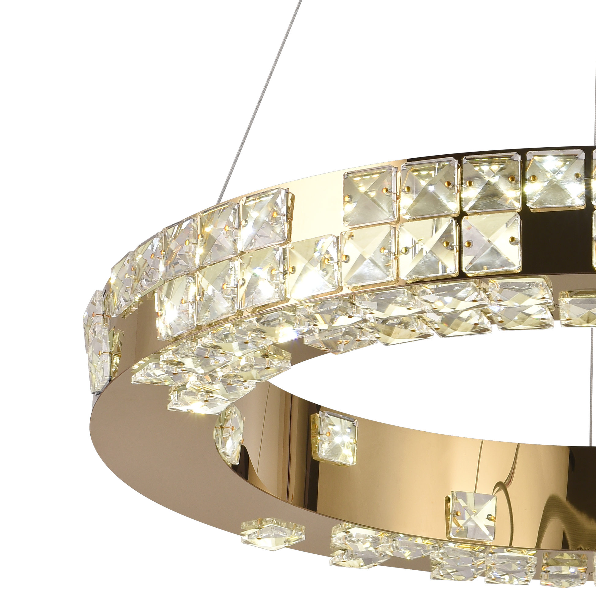 Lustra LED cu Telecomanda, LLC135/1GD, Cristal si Metal, 29W, 1 Cerc, Dimabila, Inaltime Reglabila, Lumina Rece/Calda/Neutra, Iluminat Luxos Lustre LED cu Telecomanda Default Title Alessandro Design
