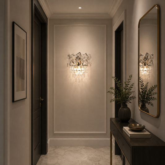 Kryształowa lampa ścienna WINDSOR, 2x E14, błyszczący chrom