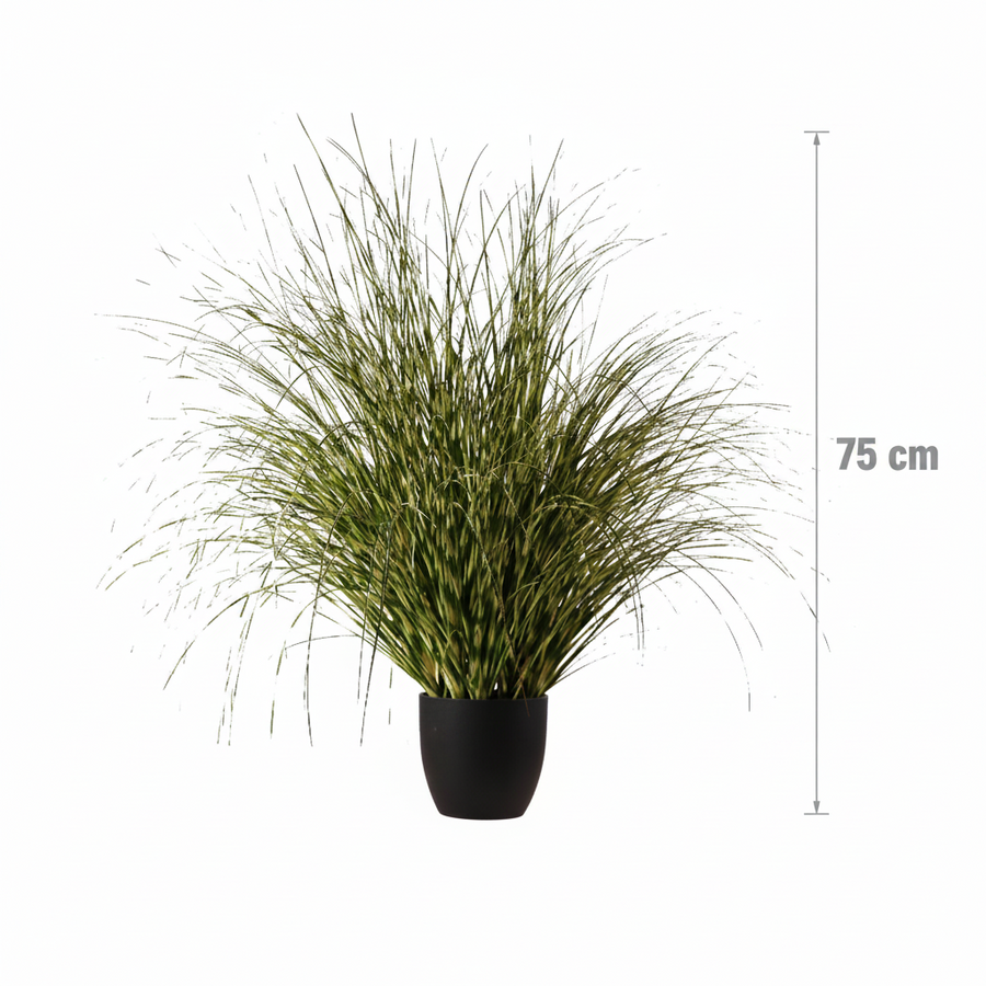 Planta Artificială Iarbă Ornamentală, 75 cm, cu Frunze Vărgate, Verde, Fara Ghiveci