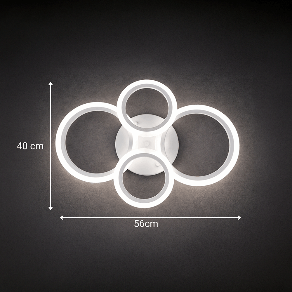 Żyrandol LED z pilotem BETTY 43W, 4 koła, światło zimne/ciepłe/neutralne, możliwość przyciemniania, biały Żyrandol LED z pilotem Domyślny tytuł Alessandro Design