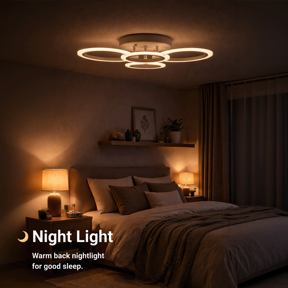 Żyrandol LED z pilotem BETTY 43W, 4 koła, światło zimne/ciepłe/neutralne, możliwość przyciemniania, biały Żyrandol LED z pilotem Domyślny tytuł Alessandro Design