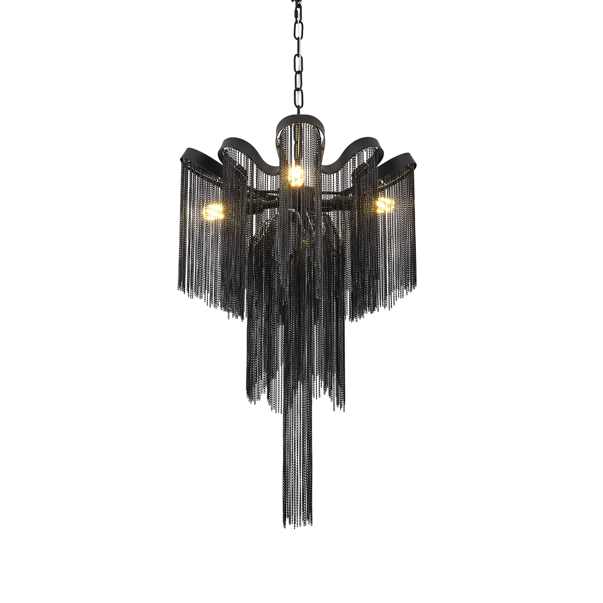 Żyrandol Aurora, 4xE14, średnica 43 cm, wysokość 68 cm, czarny, metalowe nowoczesne żyrandole domyślny tytuł Alessandro Design