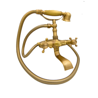 Bateria prysznicowa z rurką i wężem, metal, antyczne złoto, baterie i kolumny prysznicowe OD/2043 Domyślny tytuł Alessandro Design