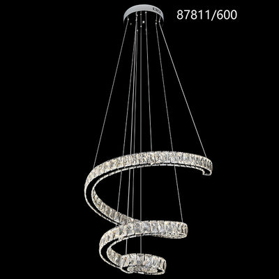 Żyrandol LED CC87811/600CH, średnica 60 cm, wysokość 120 cm, IP20, światło zimne/neutralne/ciepłe, możliwość przyciemniania, srebrny, kryształ, stal