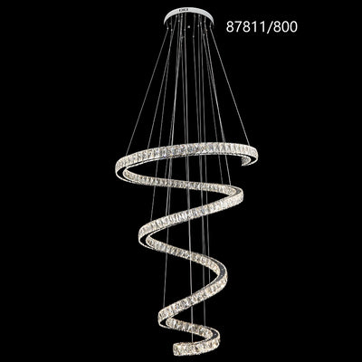 Żyrandol LED CC87811/800CH, średnica 80 cm, wysokość 150 cm, IP20, światło zimne/neutralne/ciepłe, możliwość przyciemniania, srebrny, kryształ, stal