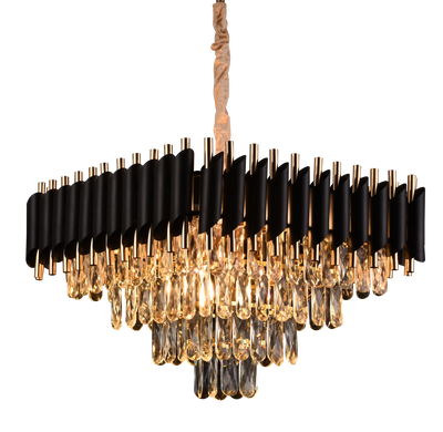 Żyrandol kryształowy VERSAILLES Nobile 5xE14, średnica 48cm, wysokość 35cm regulowana, IP20, złoty, czarny, metal, kryształ, żarówki nie wchodzą w skład zestawu