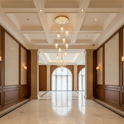 Zawieszany kryształowy żyrandol LED, Justynian, średnica 60 cm, regulowana wysokość, złoty, metal i kryształ