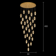 Zawieszany kryształowy żyrandol LED, Justynian, średnica 60 cm, regulowana wysokość, złoty, metal i kryształ