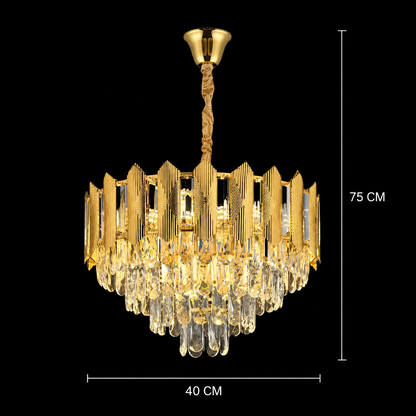 Żyrandol Kryształowy BUCKINGHAM Nobile 5xE14, średnica 40cm, Błyszczące Złoto, Regulowana Wysokość