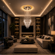 Żyrandol Kryształowy LED 80W AUGUSTA Złoty, średnica 50cm, wysokość 200cm, model drabinkowy