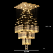 Żyrandol Kryształowy LED 80W FLORENTIA Złoty, średnica 50cm, wysokość 200cm, model drabinkowy