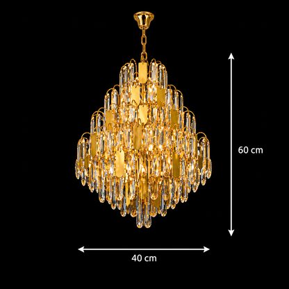 Candelabru Cristal TIER Nobile 8xE14, D40 cm, Auriu, Inaltime Reglabila, Metal si Cristal Candelabre Cristal Default Title Alessandro Design