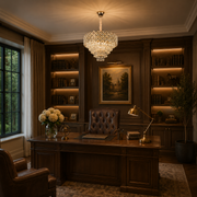 Candelabru Cristal VECTORIA Magno 8xE14, Diametru 58cm, Auriu, Inaltime Reglabila, Metal si Cristal