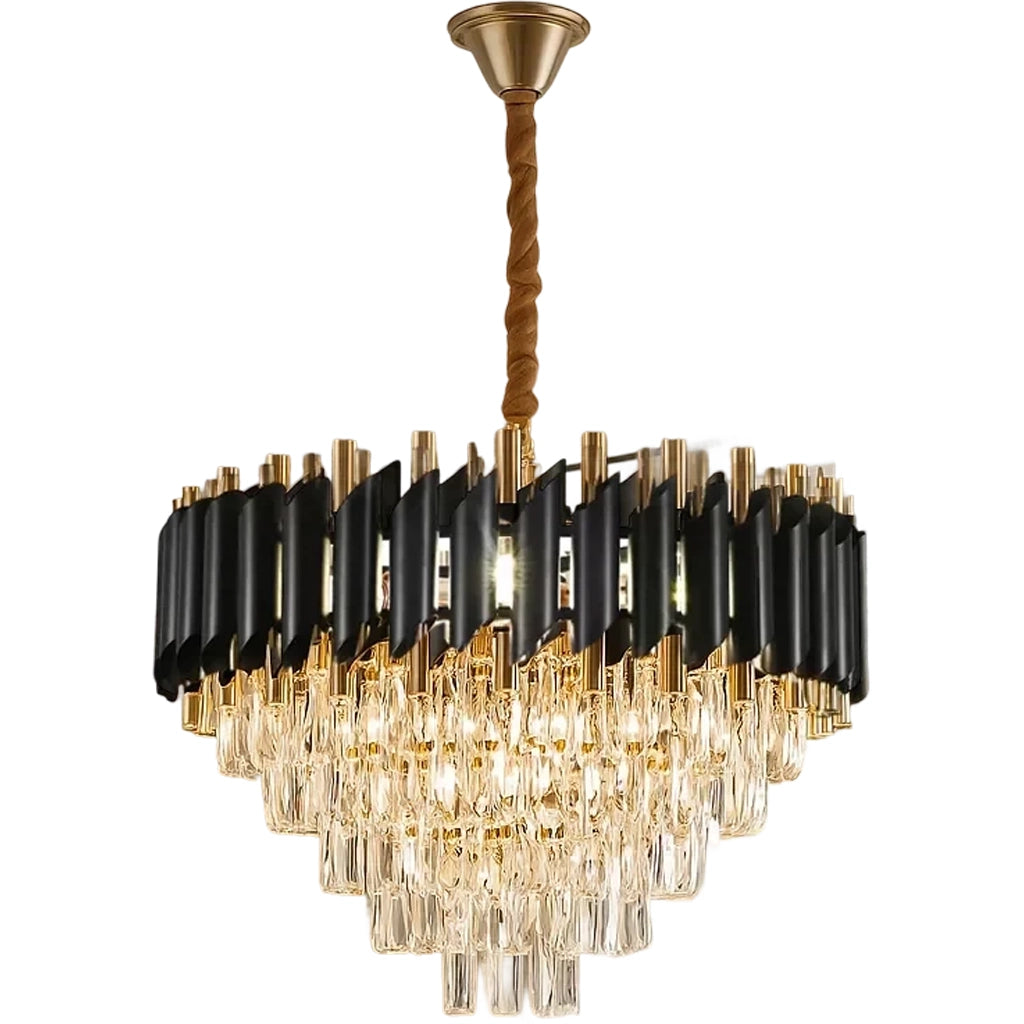 Żyrandol Kryształowy VERSAILLES Elegance 8x E14, Średnica 50cm, Czarny, Błyszczące Złoto, Regulowana Wysokość Żyrandole Kryształowe Domyślny Tytuł Alessandro Design
