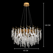Żyrandol kryształowy WALTZ Cascade, 6xG9, złoty, średnica 45cm, regulowana wysokość